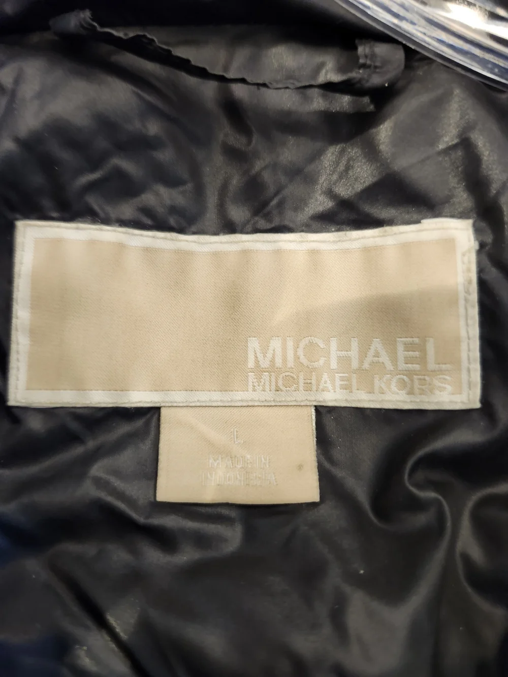 Michael Kors Down Black Quilted Long Puffer Coat with Faux Fur Trim
